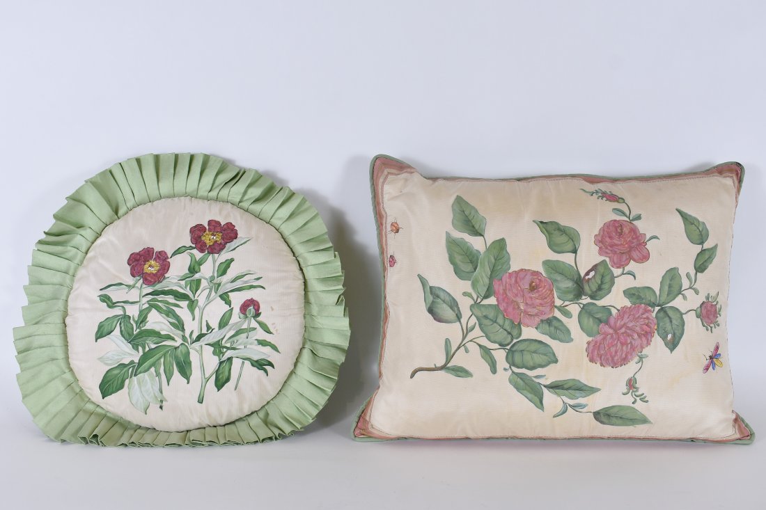 TWO HAND PAINTED FOLIATE PILLOWS (1 of 6)