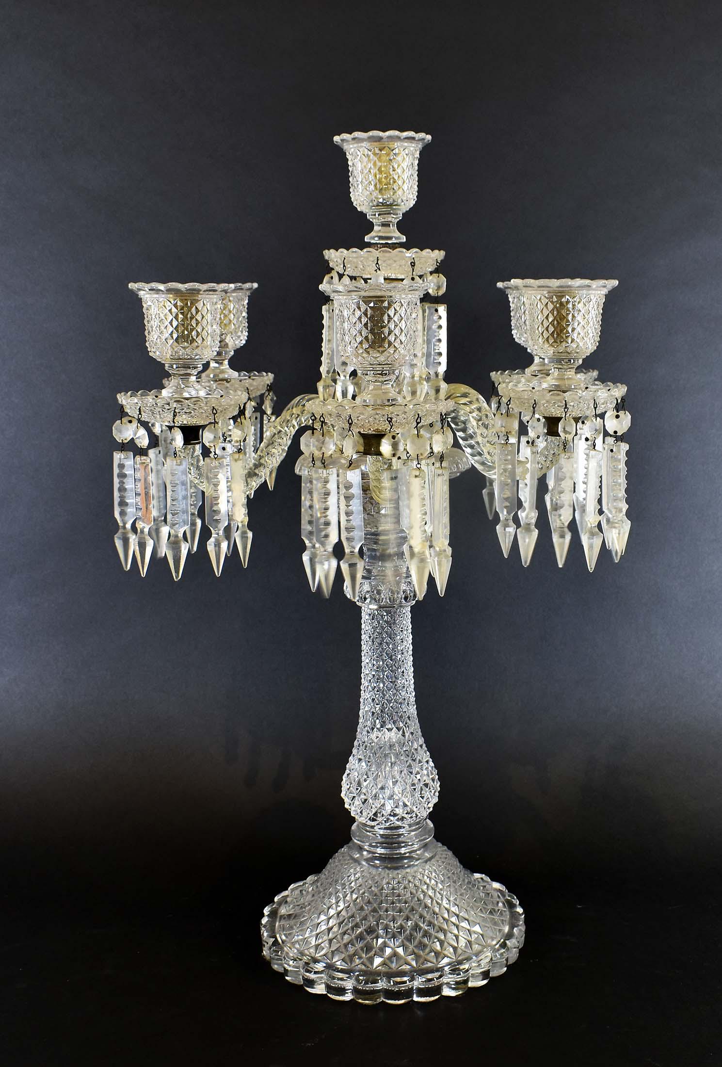 VICTORIAN SEVEN-LIGHT CUT GLASS CANDELABRA (1 of 6)