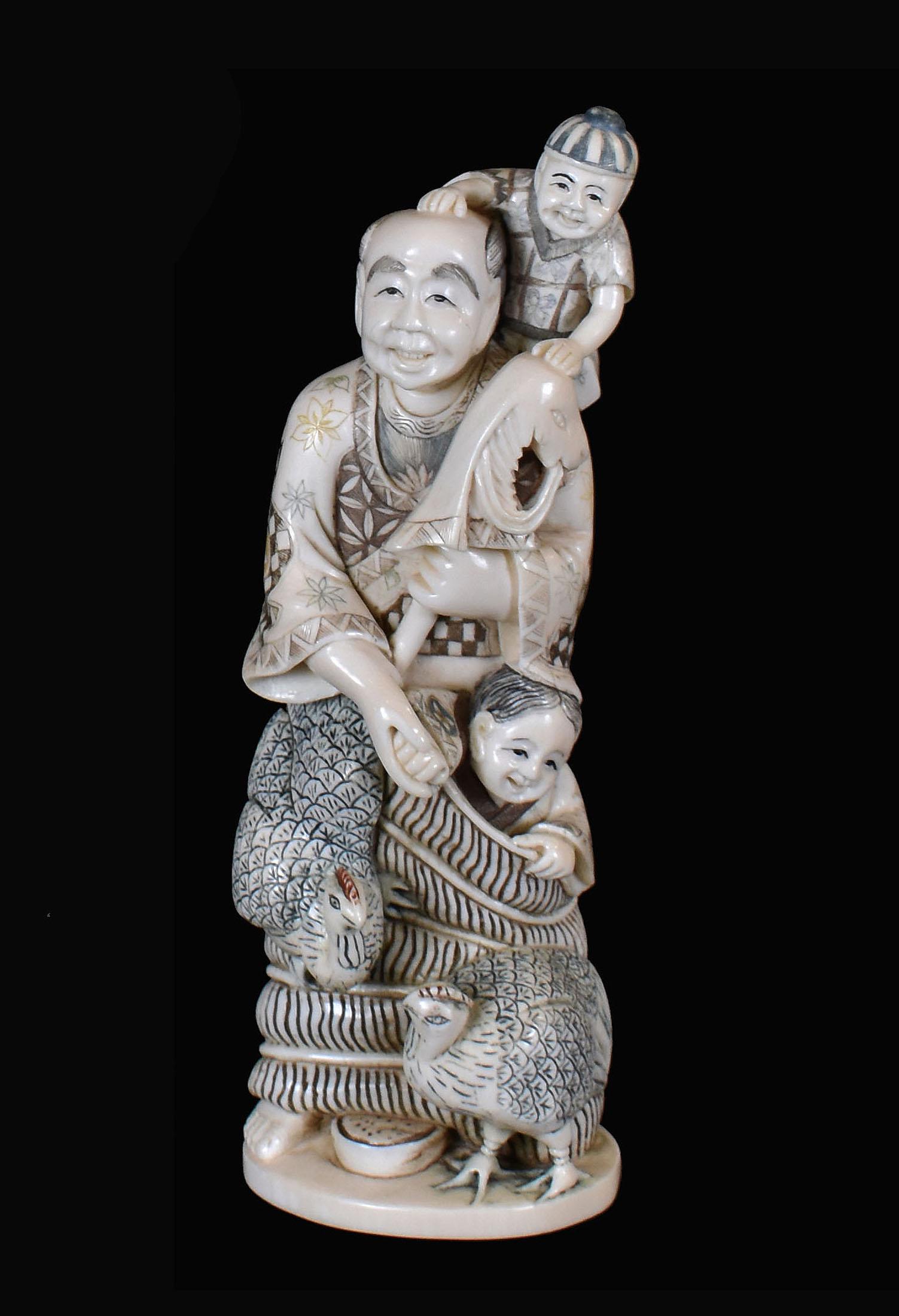TWO JAPANESE CARVED OKIMONO (1 of 9)