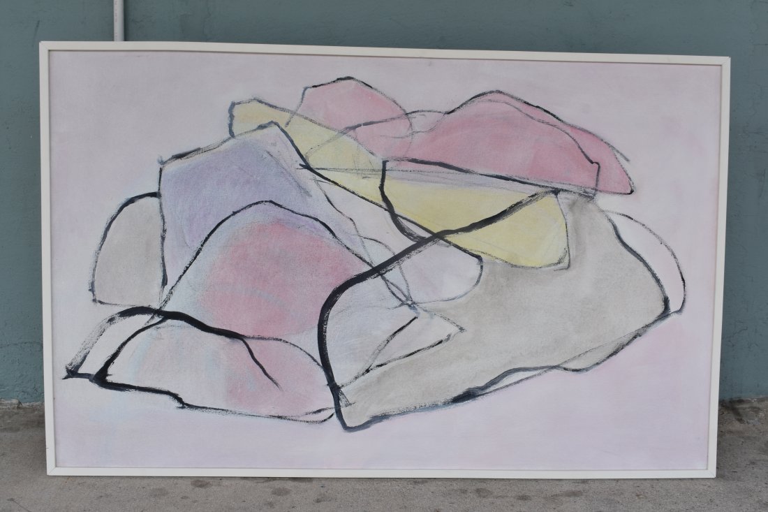 CLEVE GRAY (American. 1918-2004) PAINTING: Zen Gardens. Verso signed, titled, and dated '82. Oil on Canvas. 38 by 61 in.