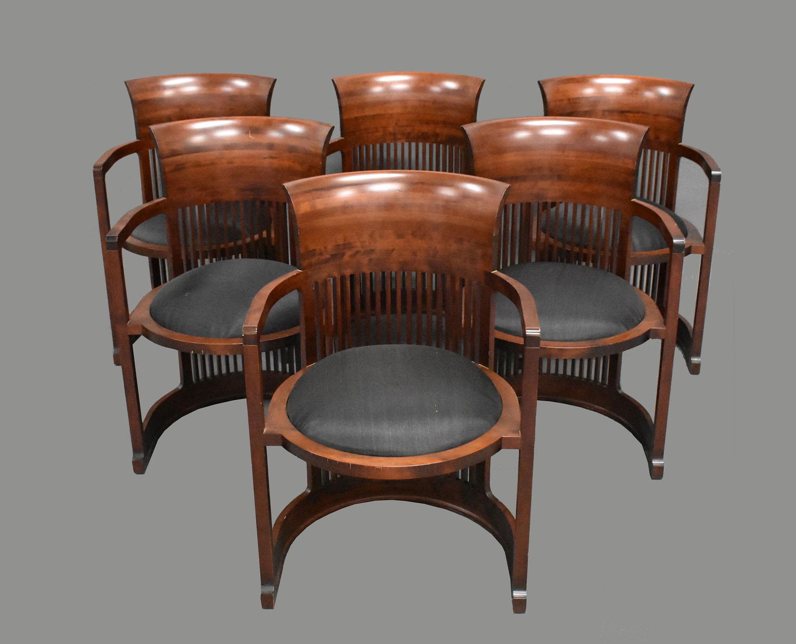 SET OF SIX CASSINA BARREL-BACK CHAIRS, FRANK LLOYD WRIGHT (1 of 6)