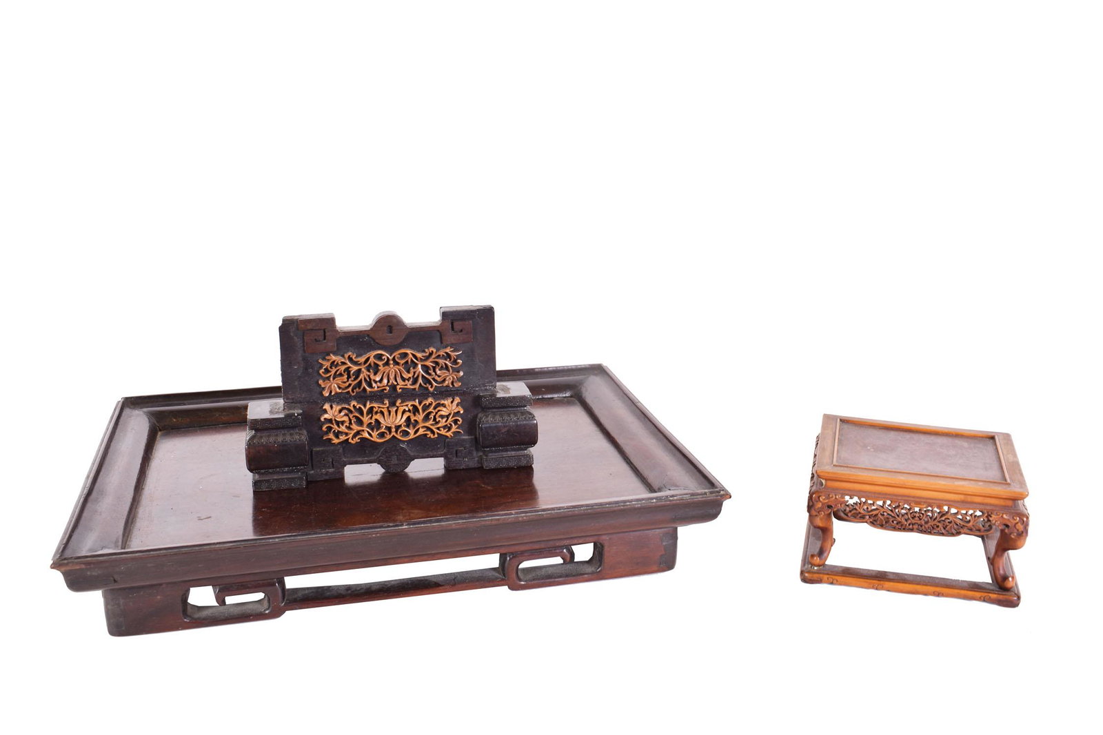 FINE BOX AND JIMU WOOD PANEL INSET RECTANGULAR STAND (1 of 10)