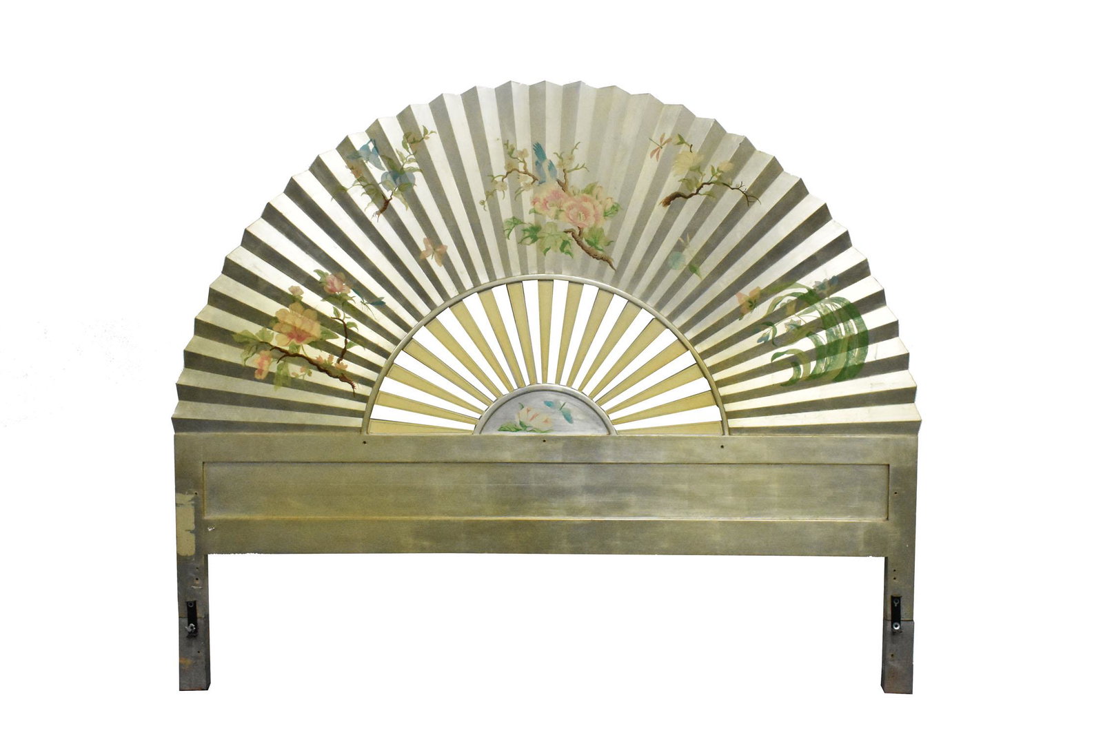 HOLLYWOOD REGENCY SILVERED FAN-SHAPED HEADBOARD (1 of 3)