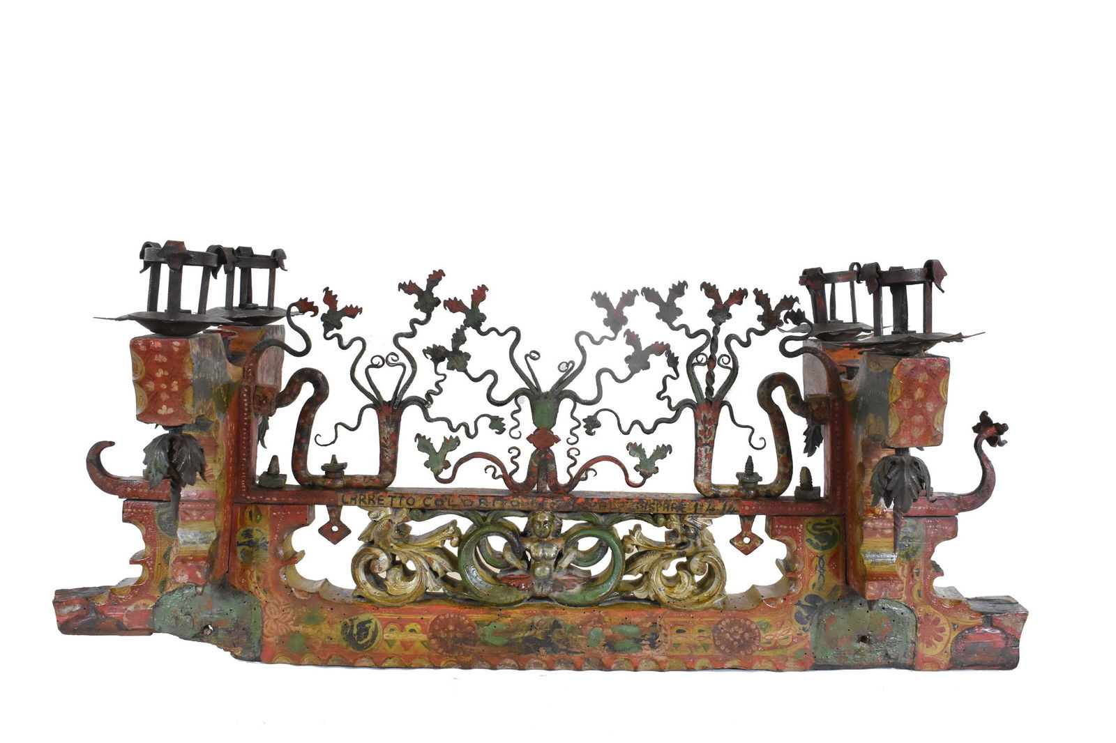 PAIR OF SICILIAN PAINTED WOOD AND IRON CART TORCHERES (1 of 20)