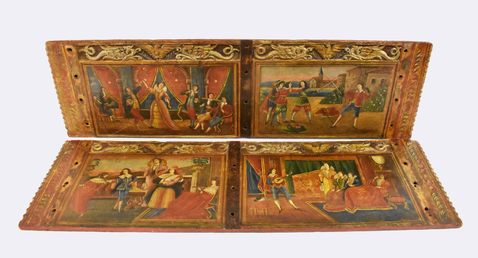 PAIR OF SICILIAN PAINTED WOOD CART PANELS (1 of 9)