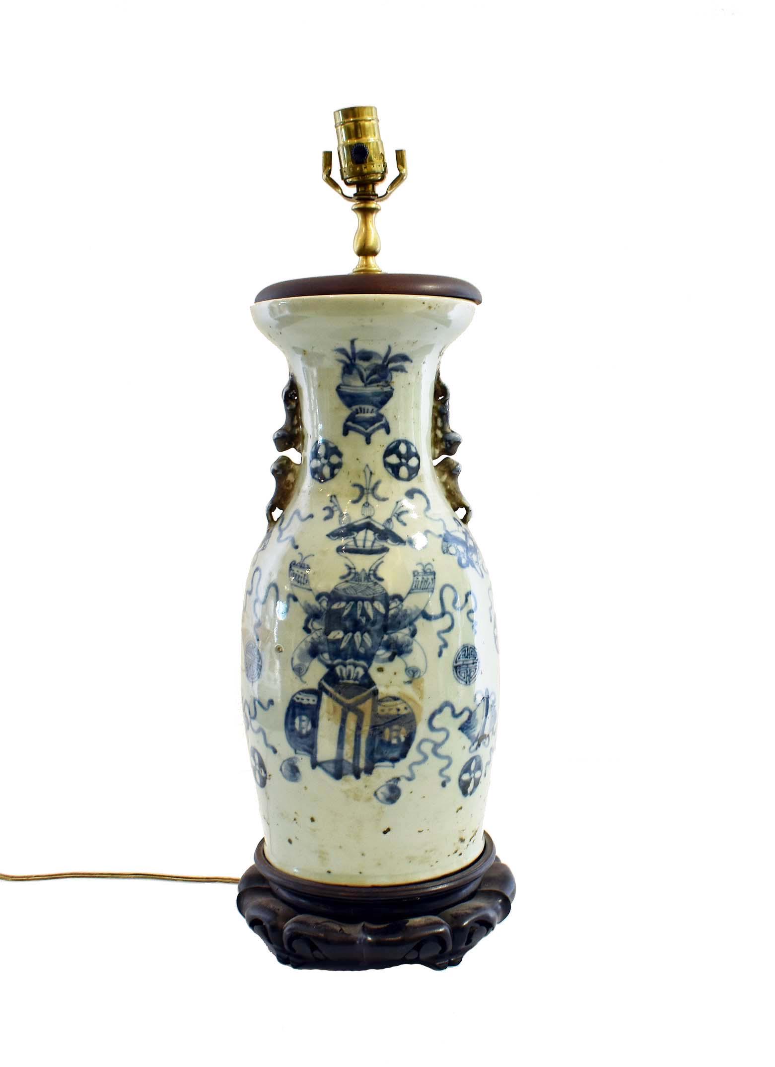 CHINESE CANTON BLUE AND WHITE PORCELAIN VASE (1 of 7)