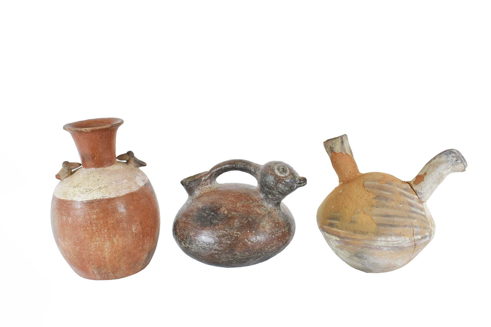 THREE PRE-COLUMBIAN POTTERY POTS (1 of 4)