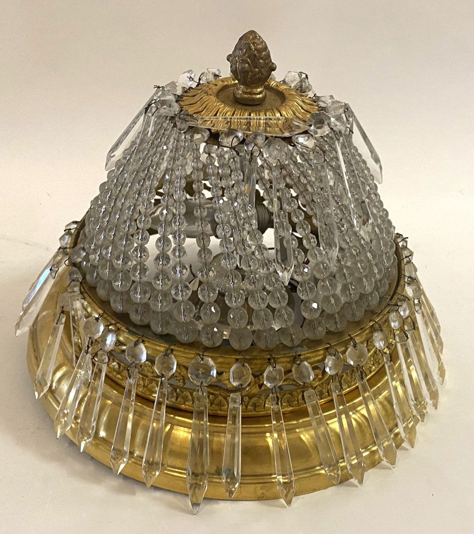 FRENCH CUT GLASS AND BRONZE CEILING FIXTURE (1 of 3)