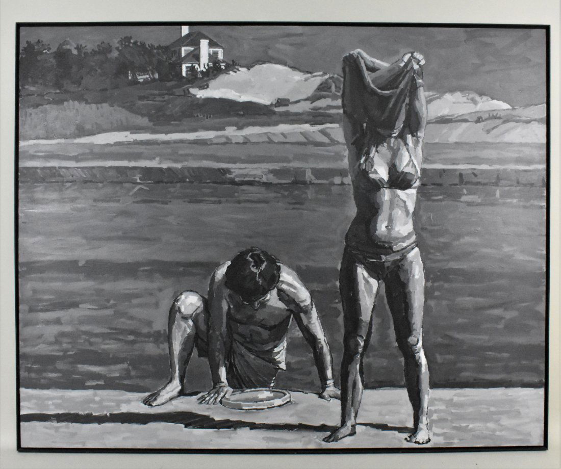 GRAHAM NICKSON (American/British. b. 1946) PAINTING: Emergence, 1986-1989. Signed three times on the stretcher, and once on the inside canvas flap, also titled, and dated. Lascaux on Canvas. 72 by 90 in. Provenance: Property from a Privaste New York, NY