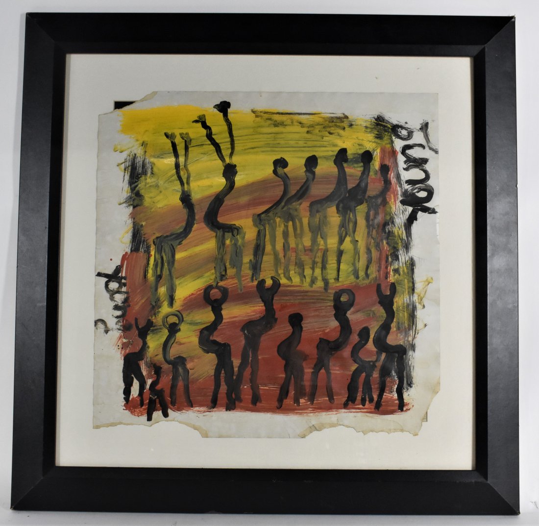 PURVIS YOUNG (American. 1943-2010) PAINTING: Untitled, signed Young upper right. Oil on Paper. 19.5 by 19.5 in., overall 28.5 by 28.5 in.