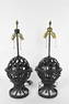 PAIR OF PAINTED WROUGHT IRON TABLE LAMPS