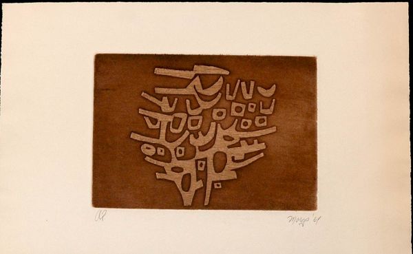 Boris Margo Abstract Etching w Aquatint '69: Boris Margo American 1902 - 1995 Abstract Composition with Embossing. Etching with Aquatint Signed and Dated '69 Artists proof. Image Measures 7-3/4 Inches Tall 11 Inches wide. Sheet 12-3/4 Inches Tal