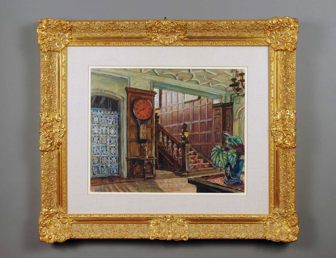 MSTISLAV VELERIANOVICH DOBUHINSKY (Russian. 1875-1: "Hall, Stuart Duncan". Signed, dated 1945 and titled on the reverse. Gouache on Paper on Cardstock. Measuring 15 3/8" by 18 1/2". Framed. (Cond: good) (1500/2000)