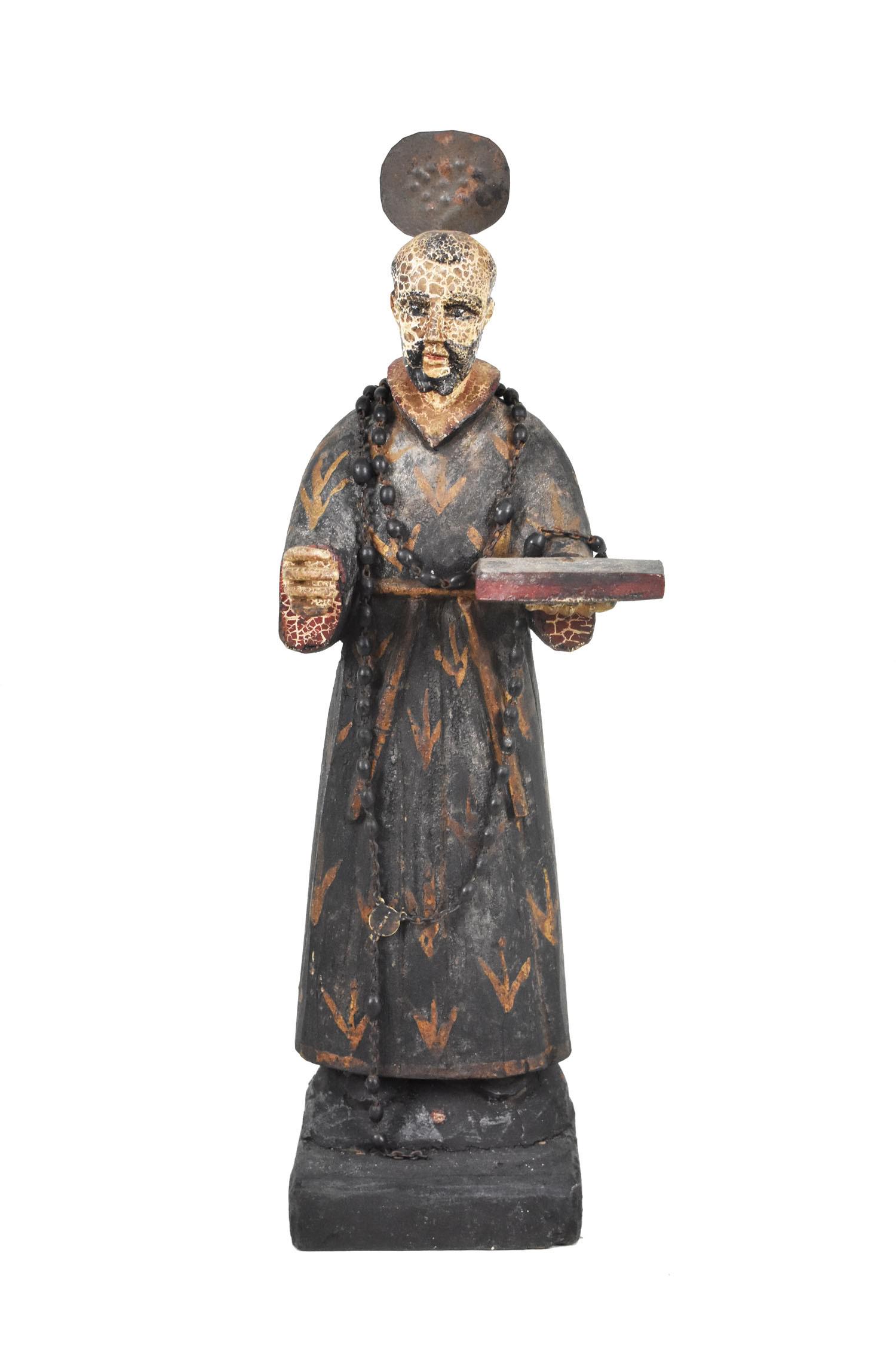 SPANISH COLONIAL PAINTED WOOD SANTOS FIGURE, 19th Century. Depicting St. Francis Xavier, with (1 of 5)