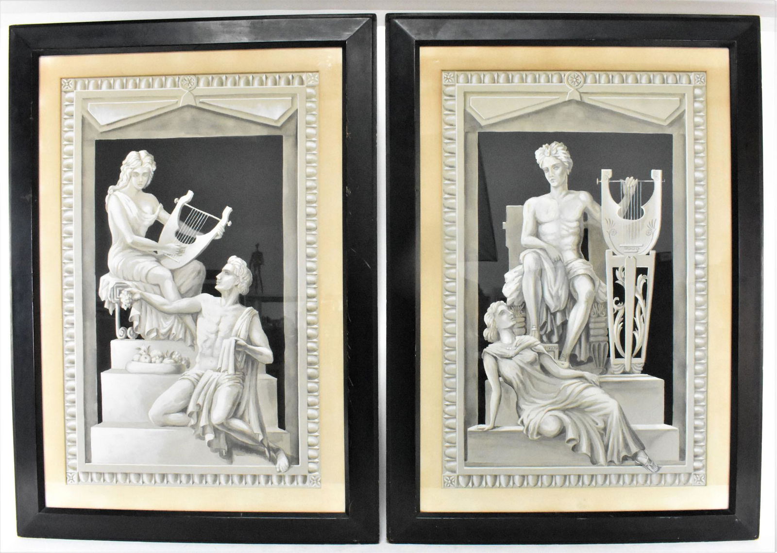 PAIR OF CLASSICAL GOUACHES OF ORPHEUS AND EURYDICE, 20th Century. Each depicted with a lyre, within (1 of 5)