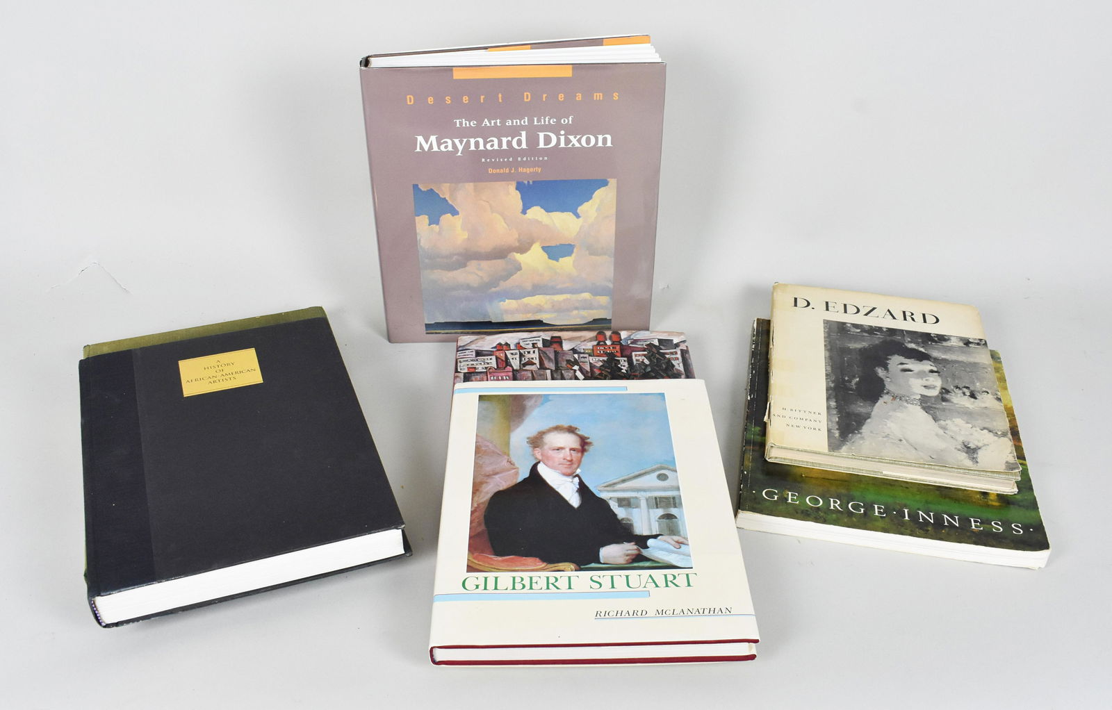 SEVEN BOOKS ON ARTISTS, Comprising examples on Maynard Dixon, Dietz Edzard, George Inness, El Greco,: SEVEN BOOKS ON ARTISTS Comprising examples on Maynard Dixon, Dietz Edzard, George Inness, El Greco, Abraham Manievich, Gilbert Stuart, Romare Bearden and Harry Henderson. (7)