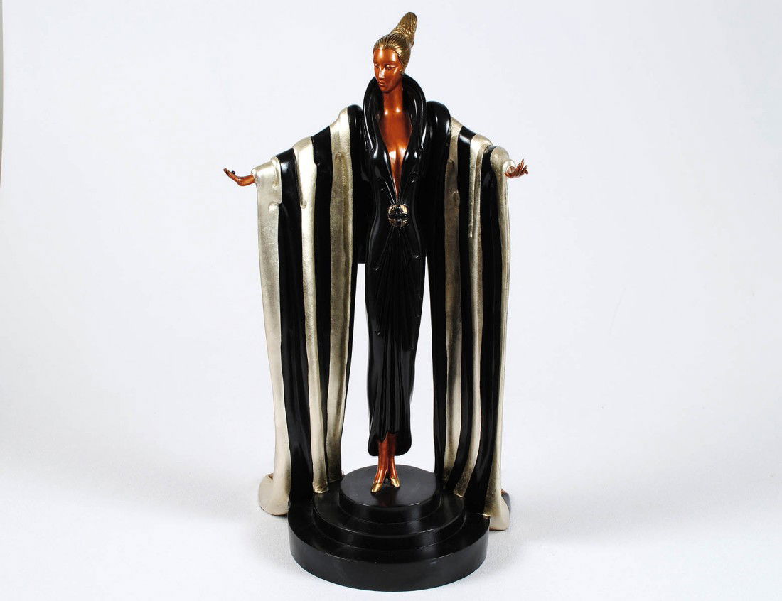 ERTE (ROMAIN de TIRTOFF) (Russian/French. 1892-1990: "Monaco". Dated 1990. Numbered 119/375. Stamped chalk & Vermillion and Sevenarts. Polychromed Bronze. Height 20". (3000/4000)