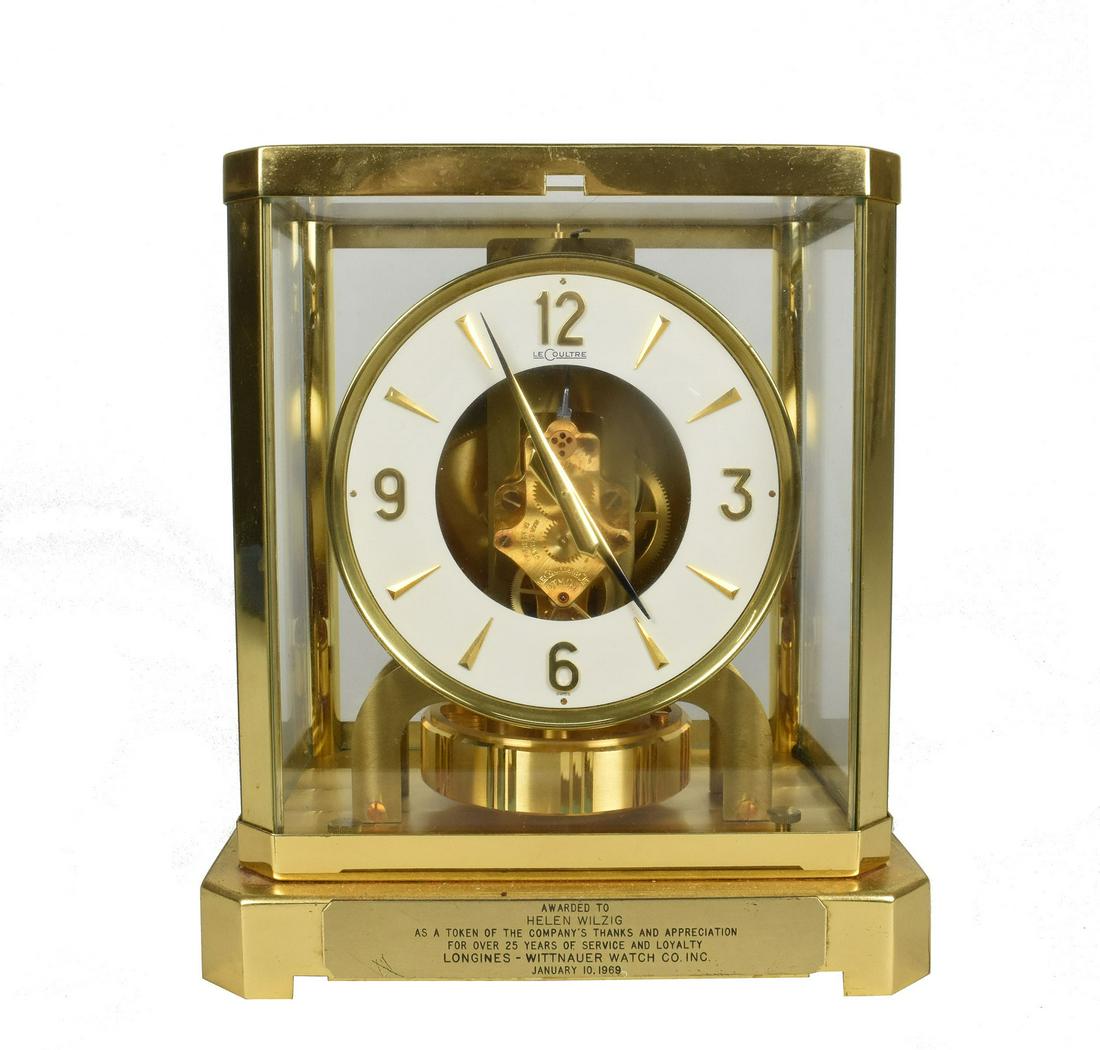 LECOULTRE BRASS ATMOS CLOCK, Personalized dedication plaque to Helen Wilzig, (Ft. Lauderdale). , (1 of 5)