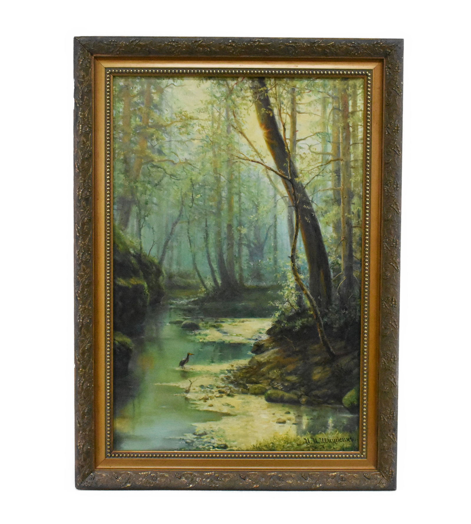 ATTRIBUTED TO IVAN SHISKIN, (Russian, 1832-1898) Painting, Forest Landscape with Stream, signed in (1 of 7)