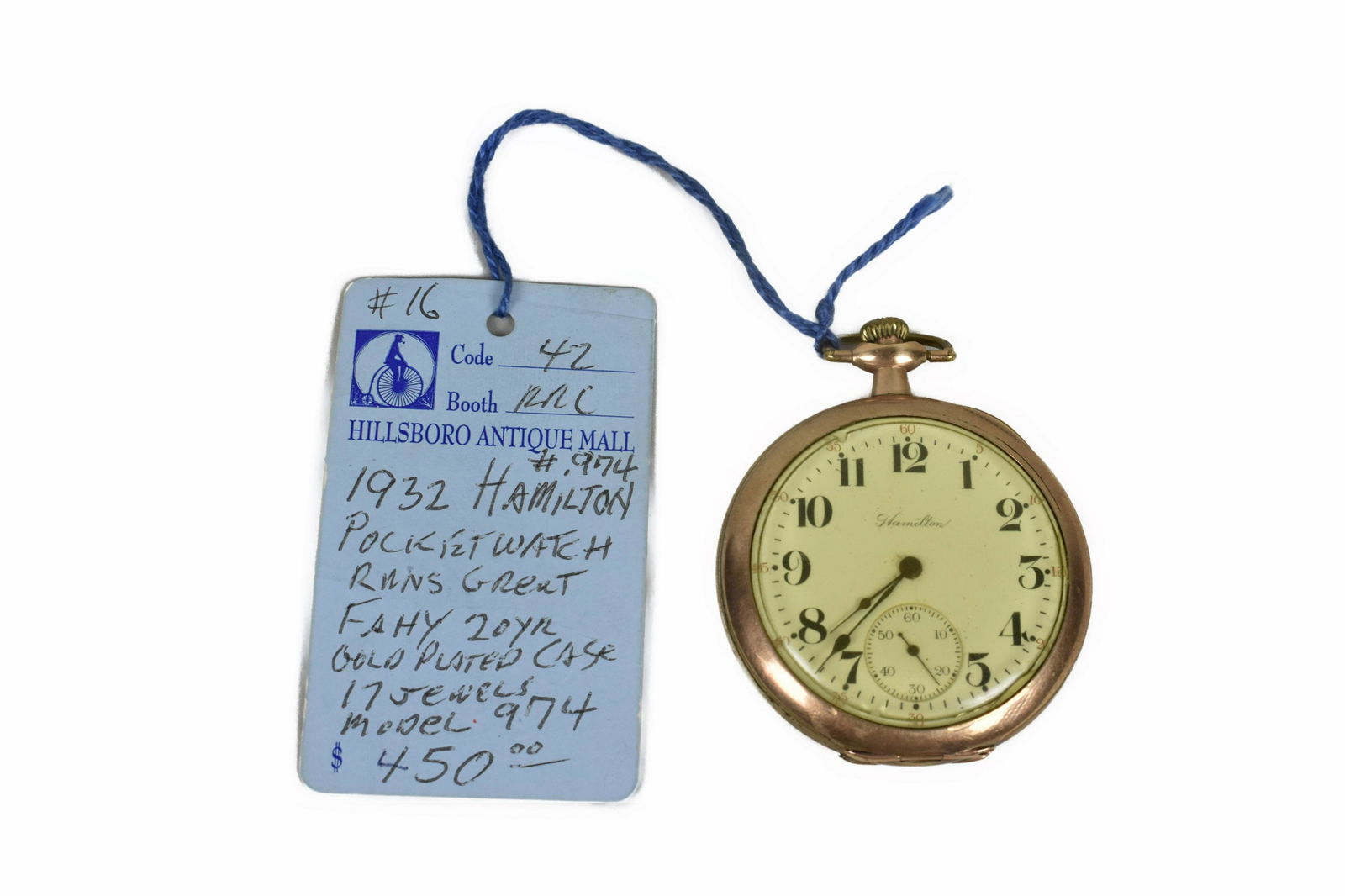 HAMILTON GOLD PLATED MONTAUK POCKET WATCH, Numbered 171922. The movement marked Hamilton Watch Co., (1 of 6)