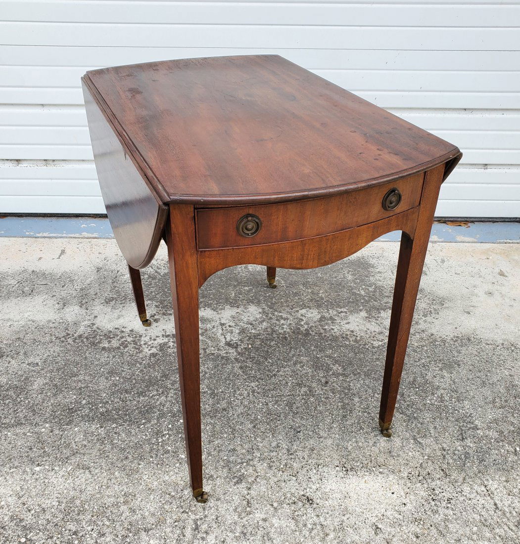 GEORGE III STYLE MAHOGANY PEMBROKE TABLE, Circa 1790. With molded bowed ends and molded elliptical (1 of 6)