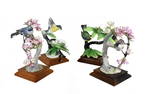 TWO PAIRS OF ROYAL WORCESTER DOROTHY DOUGHTY BIRD GROUPS, Comprising a pair of Parla Warblers and a