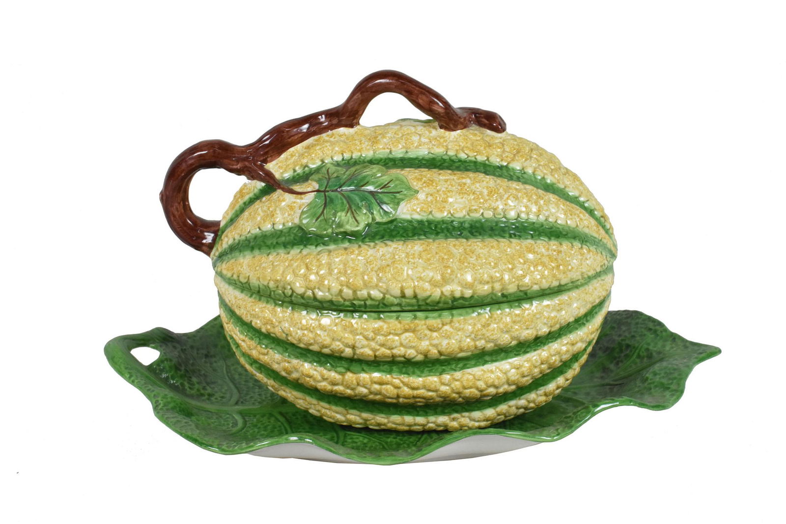 ITALIAN MOTTAHEDEH MAJOLICA TUREEN, LADLE, UNDERPLATE (1 of 7)