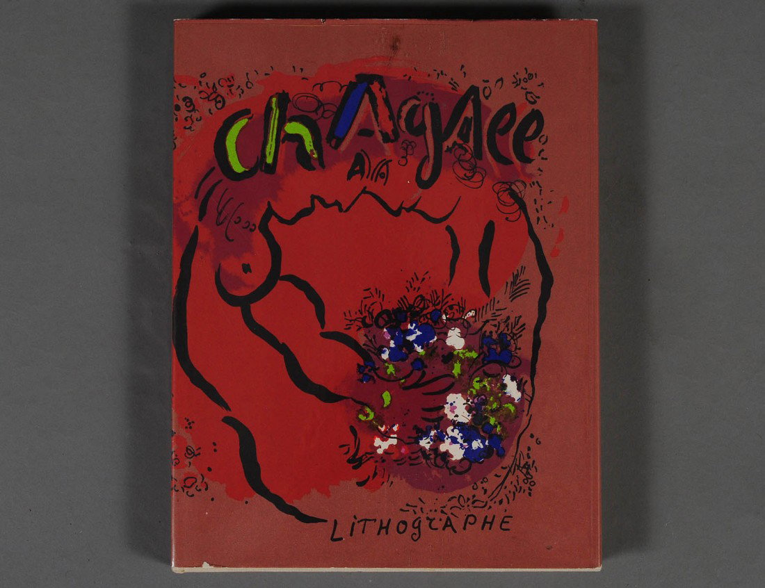 MARC CHAGALL FINE ART BOOK: "The Lithographs of Chagall". Published 1960, Andre Sauret, editeur. Publisher George Braziller, Julian Cain author. With eleven original lithographs printed by F. Mourlot in Paris, beige cloth, 221 p