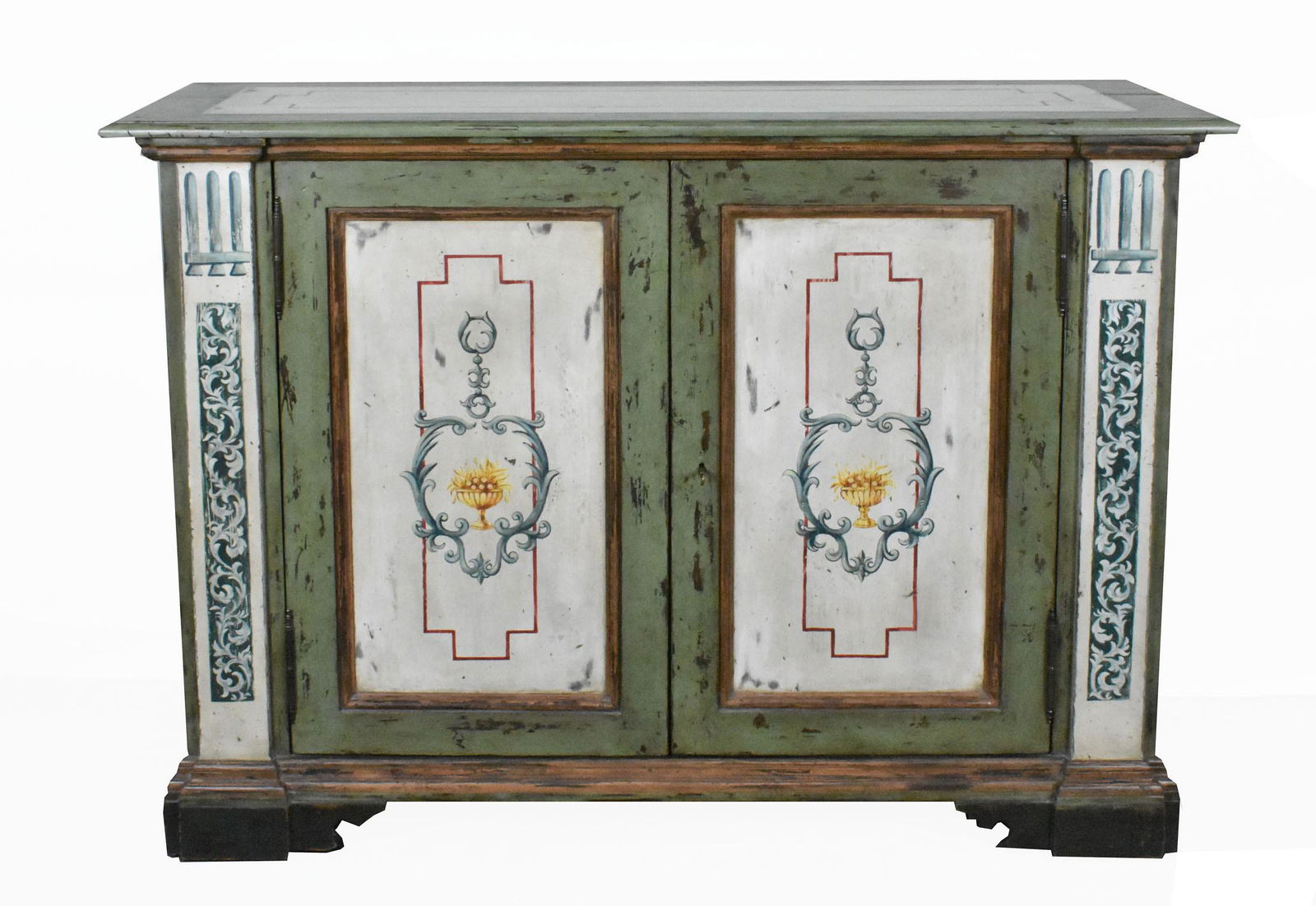 AMY HOWARD COLLECTION PAINTED AND STENCILED TALL CREDENZA/CABINET (1 of 8)