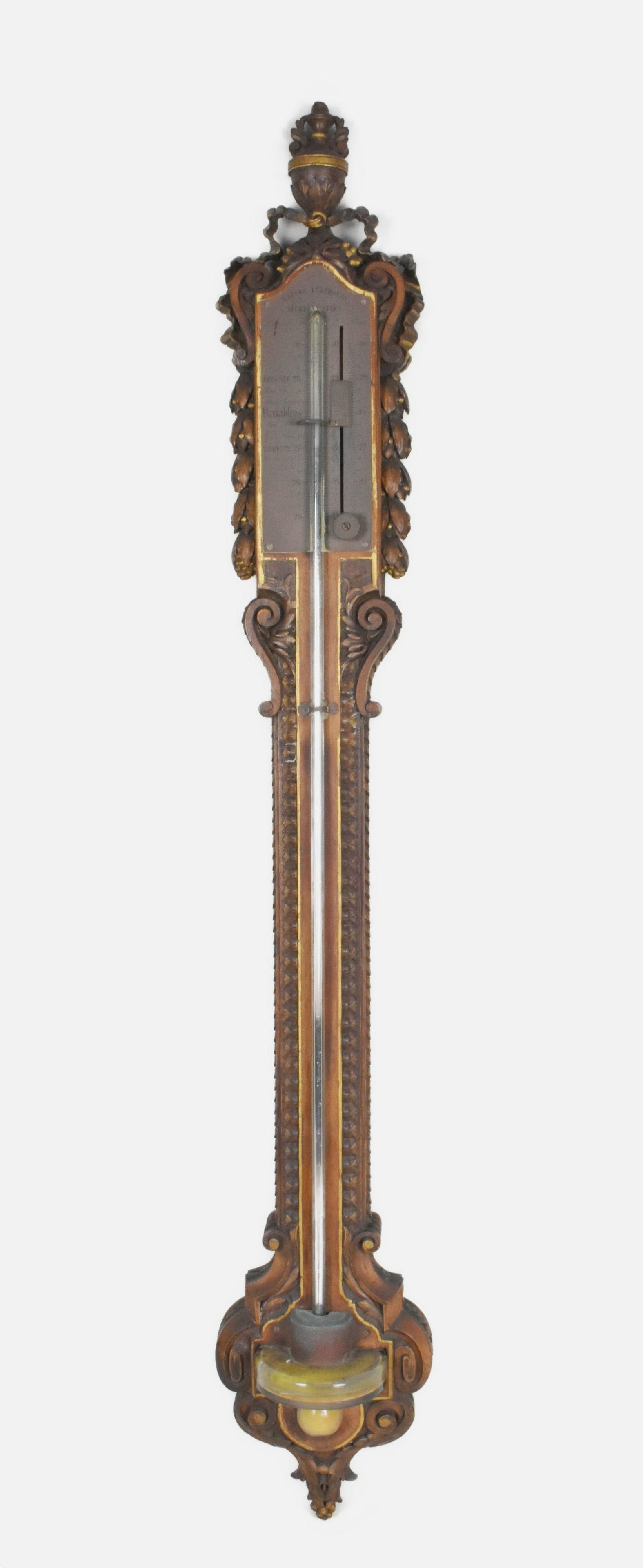 FRENCH 19th CENTURY WOOD CARVED BAROMETER (1 of 5)