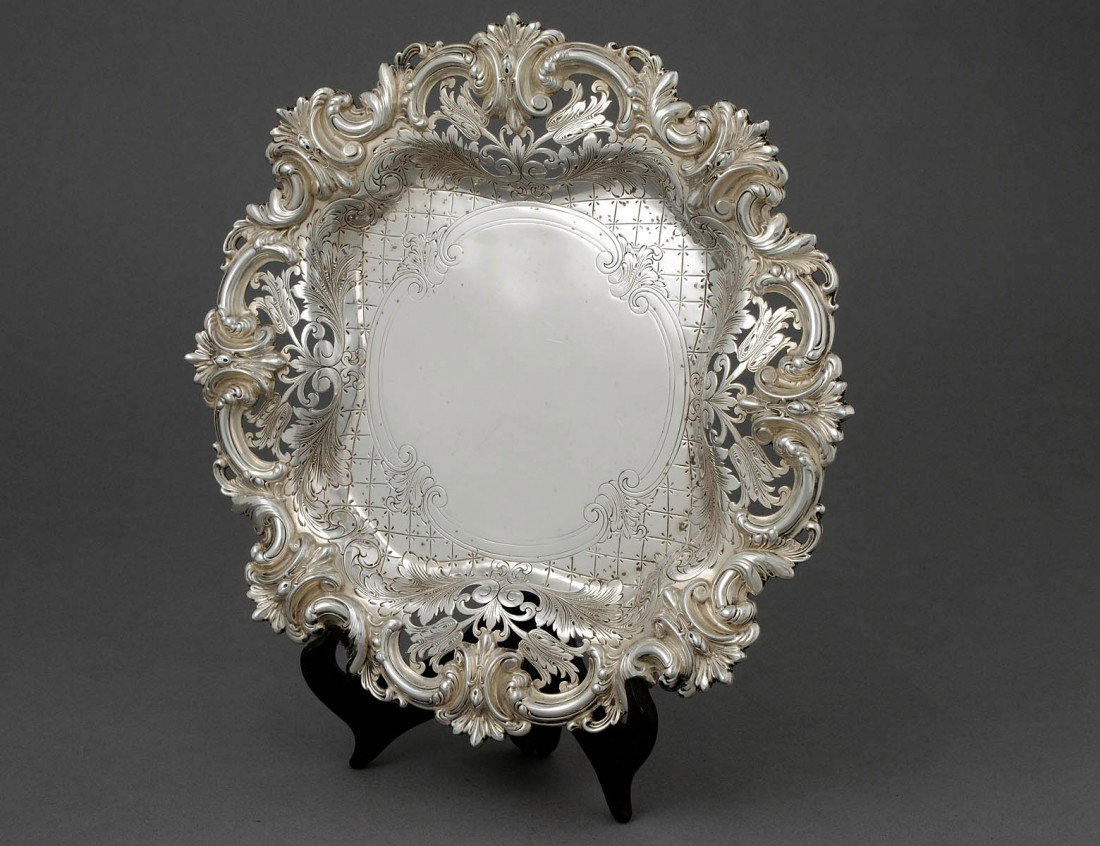 STERLING SILVER DISH: American. 20th Century. Maker: Frank W. Smith Silver Co. With pierced shoulder. Diameter 10 1/2". (16 oz) (250/350)