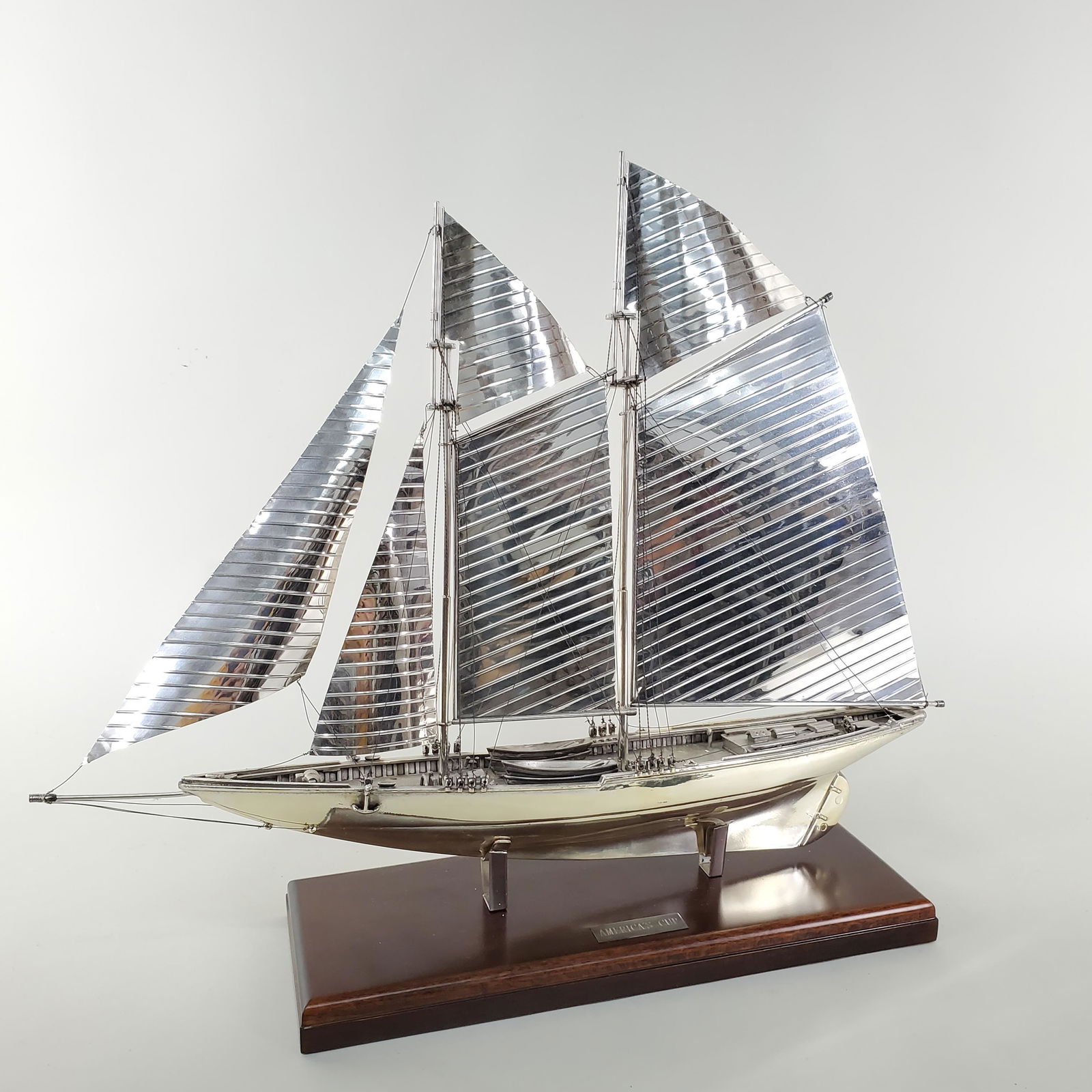 Sterling Silver Boat of America's Cup, Marked Hand Made Scully & Scully, New York, 925 16 1/2" h. 20 (1 of 6)