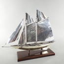 Sterling Silver Boat of America's Cup, Marked Hand Made Scully & Scully, New York, 925 16 1/2" h. 20