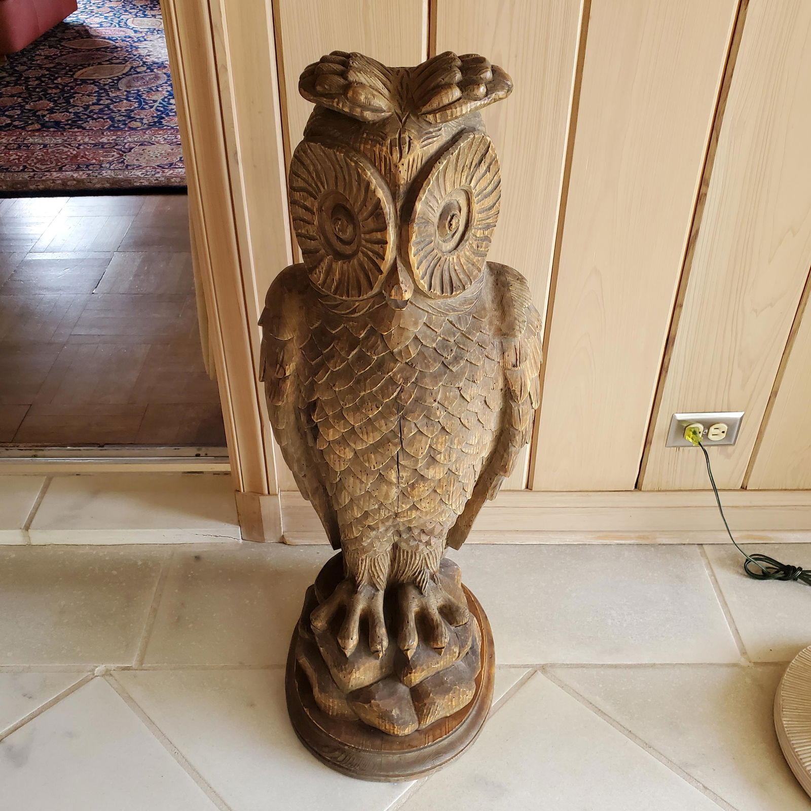 Tall Wood Carved Owl, 20th Century, 34 1/2" h. (1 of 4)
