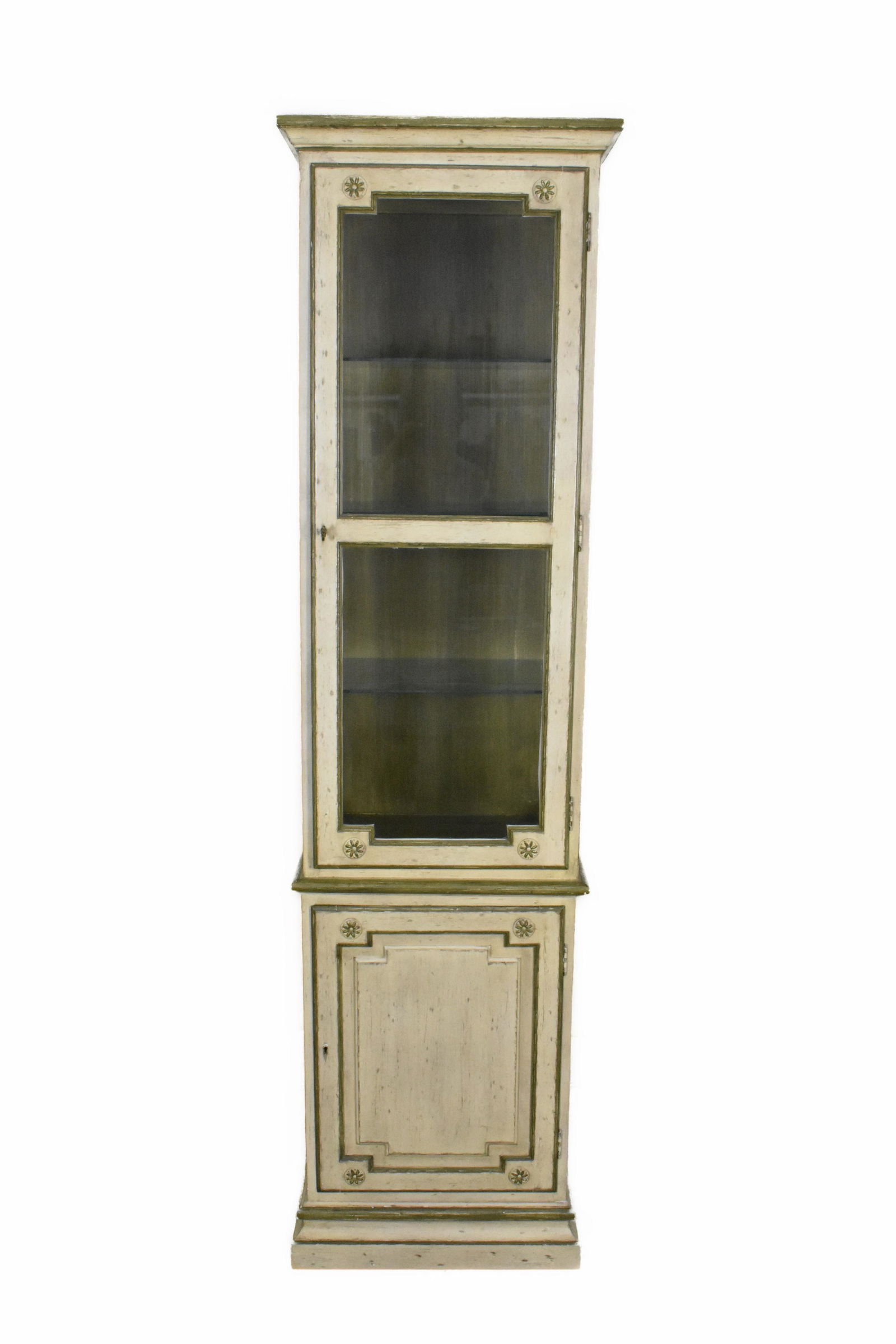 Italian Provincial Tall Cabinet/Vitrine, with glass shelves, 20th Century, 80 1/2" h. 20 1/2" w. 13 (1 of 7)