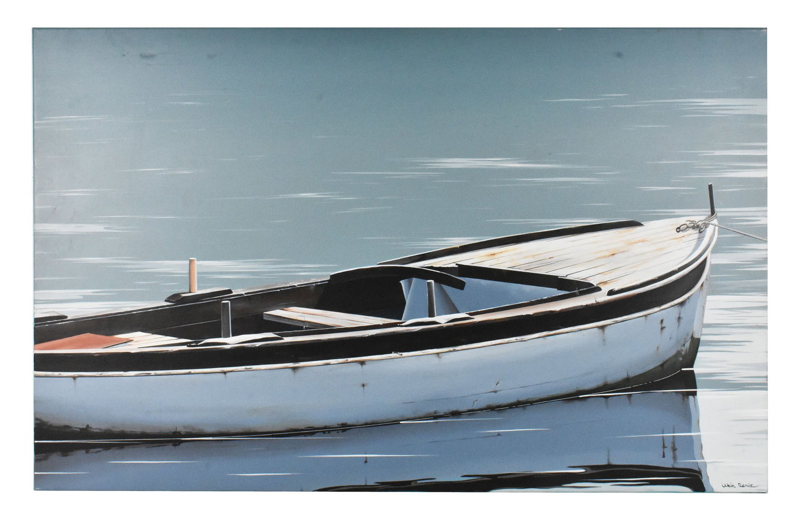 Ilkin Deniz (Turkish, b.1961) Boat on Water Painting, acrylic on canvas, signed lower right, 30" x (1 of 6)