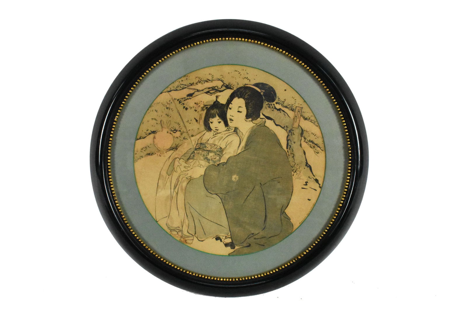 Helen Hyde (American, 1868-1919) Day Dreams, Signed in pencil, 11" diameter, Framed behind glass (1 of 4)