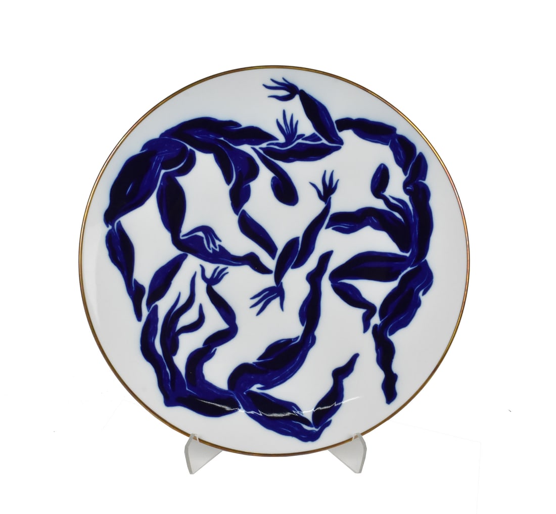 French Porcelain Charger Designed by Henri van der Straeten and made by Bernardaud, Limoges, 20th: French Porcelain Charger Designed by Henri van der Straeten and made by Bernardaud, Limoges, 20th Century, marked on back, 14 3/8" dia.