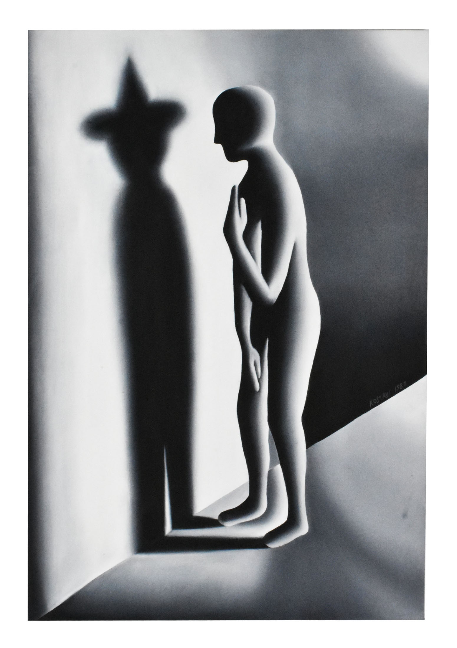 Mark Kostabi (American, b.1960) I Talk to the Devil Too, Oil on Canvas, Signed and dated 1989, Verso (1 of 4)