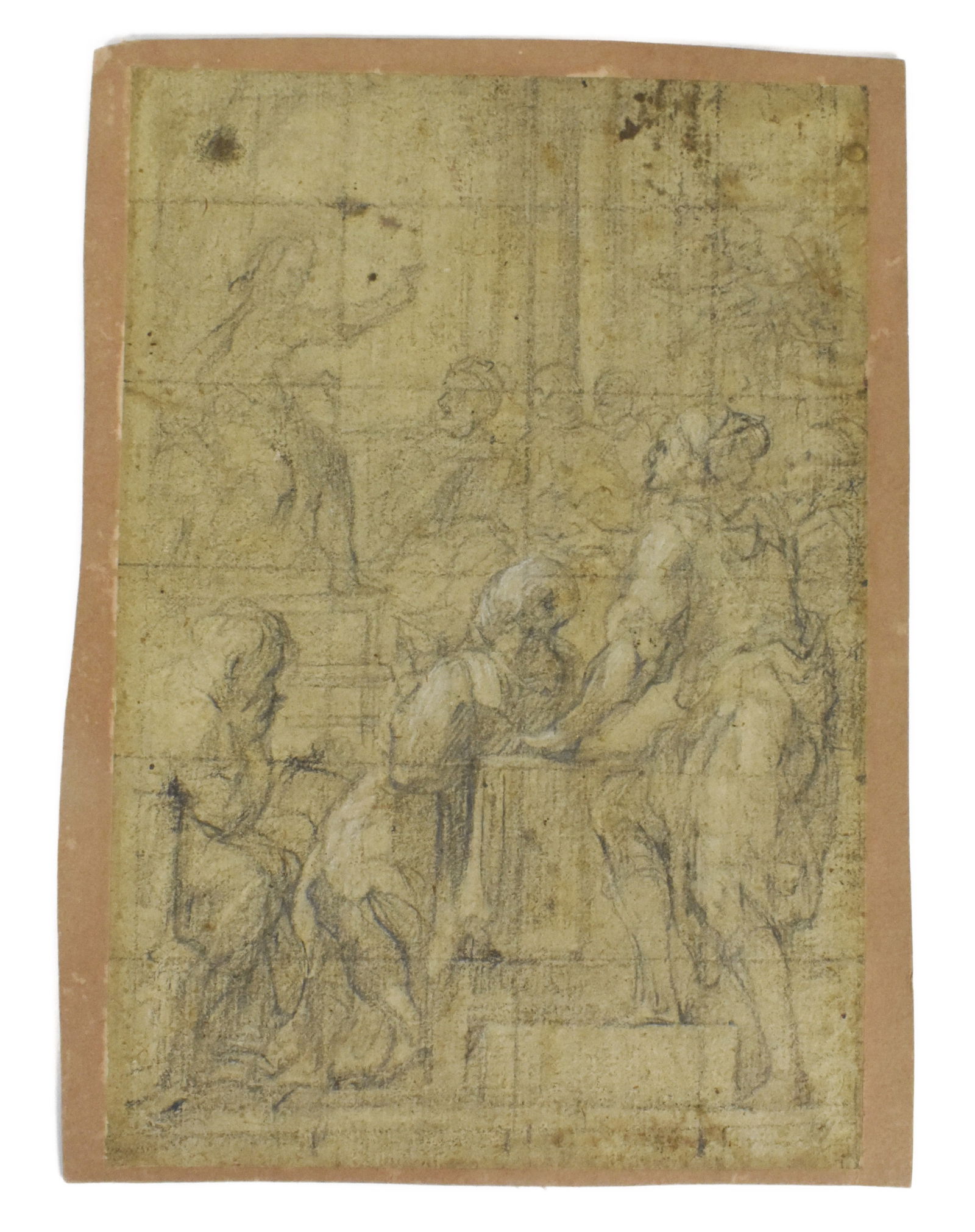 Italian 17th/18th Century Old Master Drawing, no signature, 10 1/4" x 7 1/8", mounted to a cardstock (1 of 4)