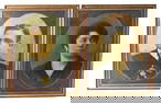 Pair of Early 20th Century Portraits of a Man and Wife, Oil on Canvas, Signed R. Gobbelli, Oval-22"