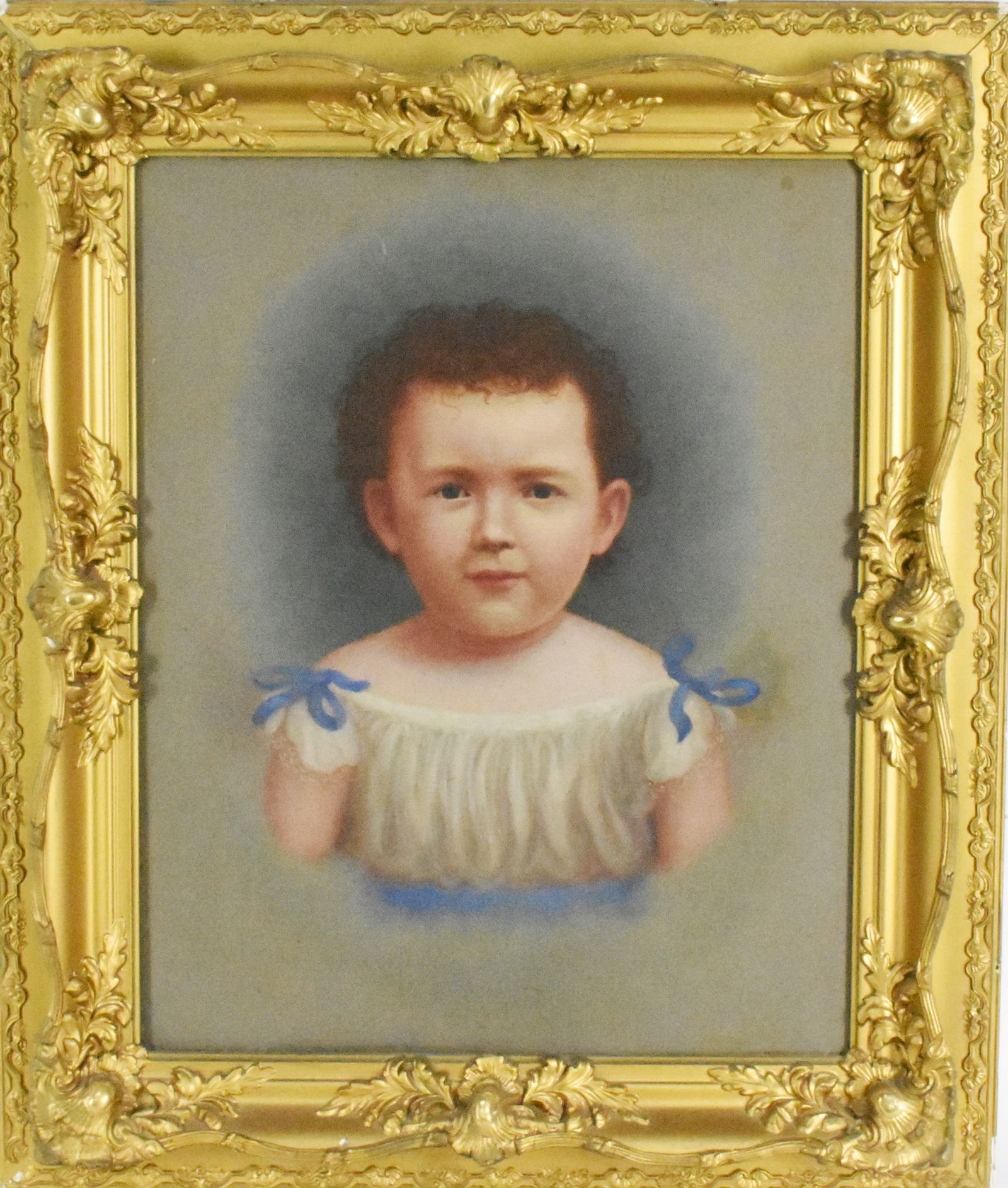 American School (19th Century), Momento Mori Young Childs Portrait, Oil on Panel, Unsigned, 20" x (1 of 3)