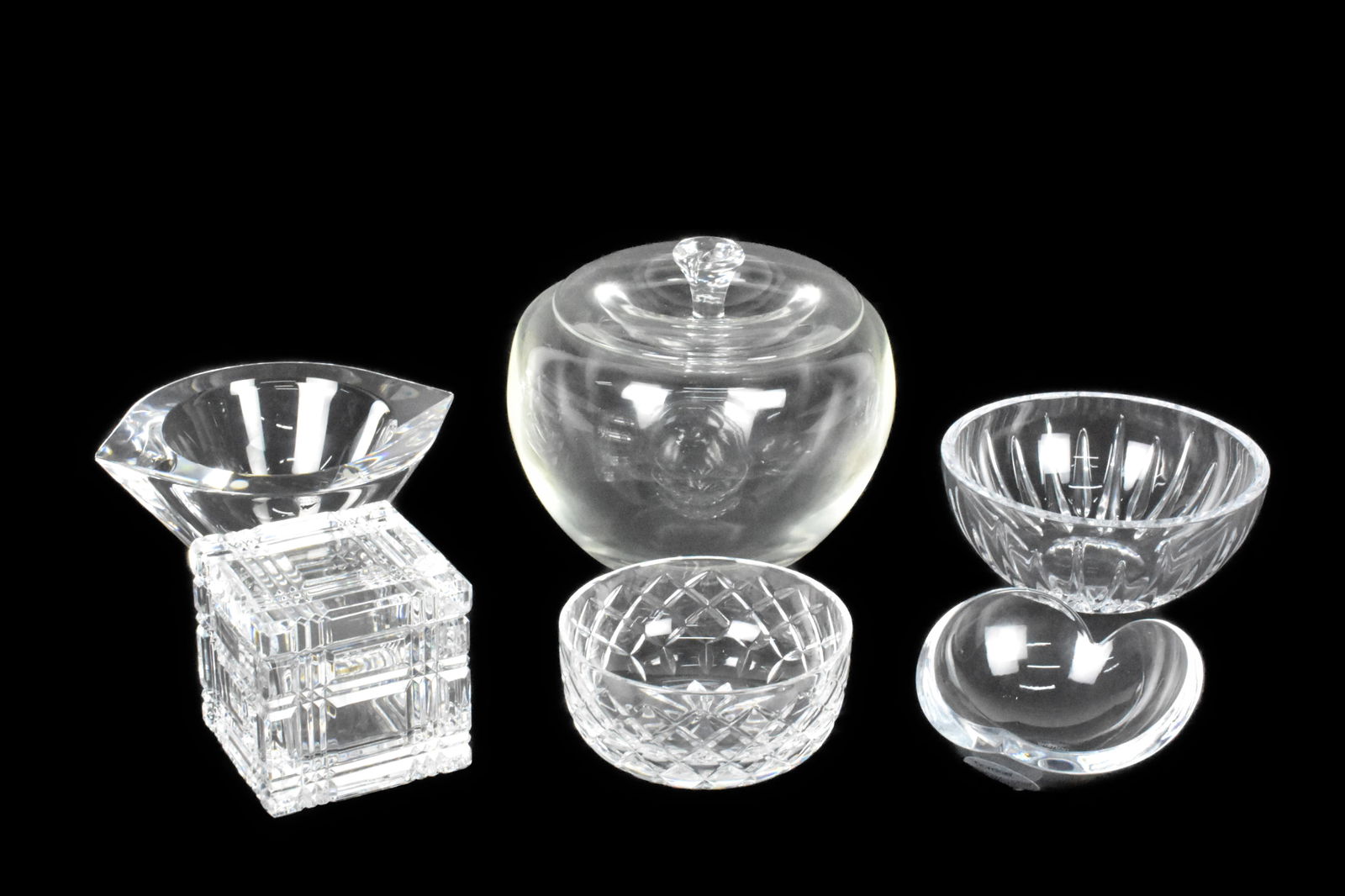 Group of 6 Contemporary Colorless Crystal Glass Objects, to include: (1) Elsa Peretti for Tiffany (1 of 2)