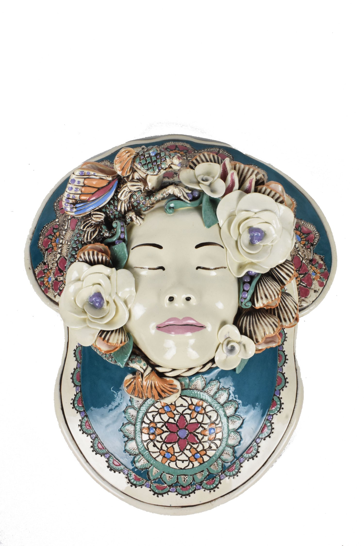 Jillian Barber (American, 20th Century), Ceramic Mask, Signed, incscibed Jamestown, R.I. and dated (1 of 5)