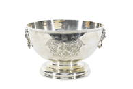 English Sterling Silver Center Bowl, hallmarked and marked Sterling, with Lions mask handles,