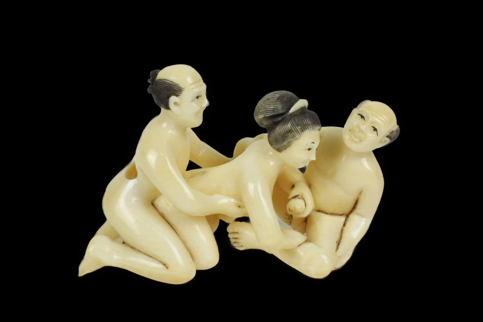 A Japanese Erotic/Shunga Group Netsuke, marked, 1 1/2" h. 2 1/2" w., Note: This item must be (1 of 5)