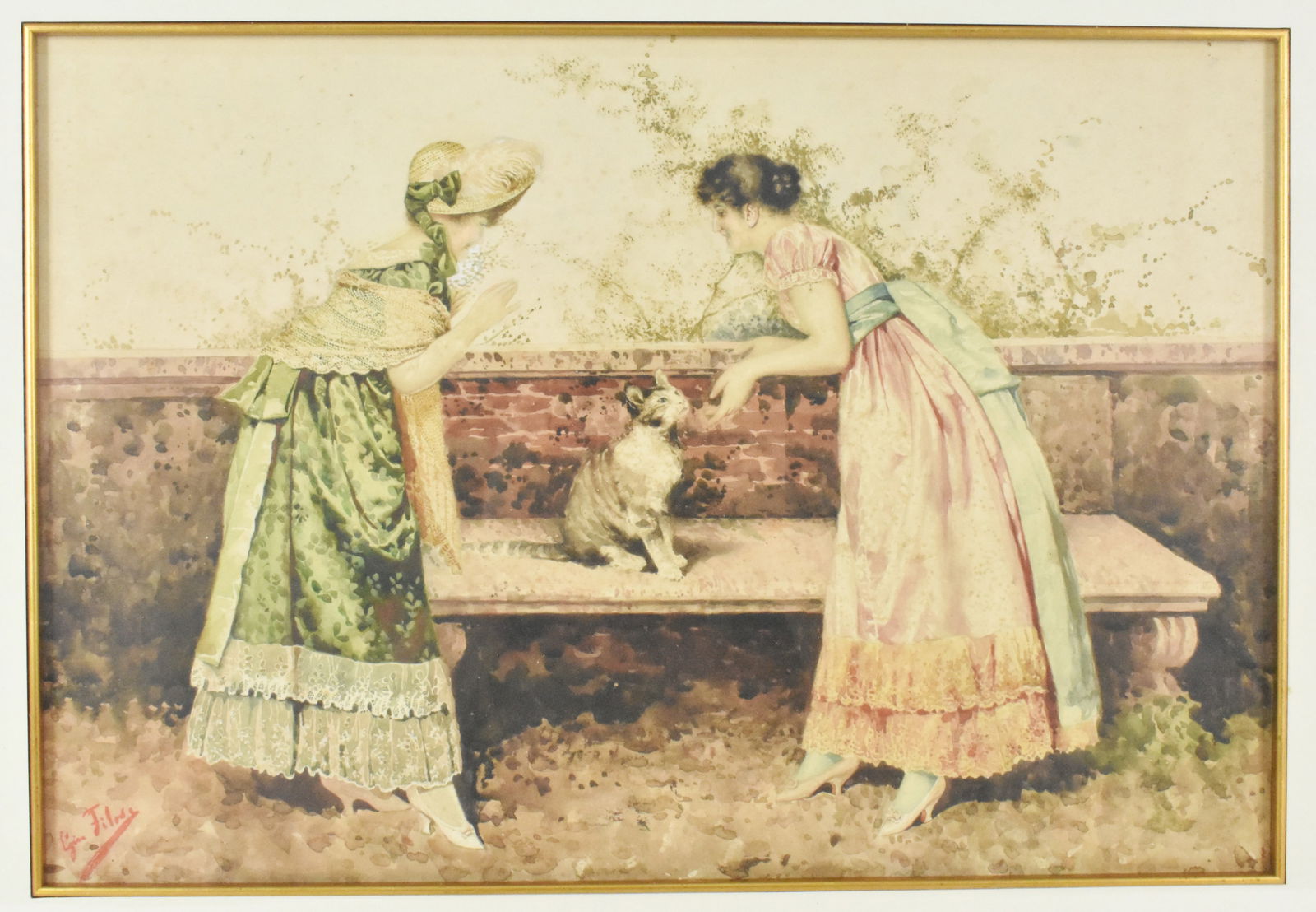 Giovanni Battista Filosa (Italian,1850-1935) An Adorable Cat, Signed lower left, Watercolor on (1 of 6)