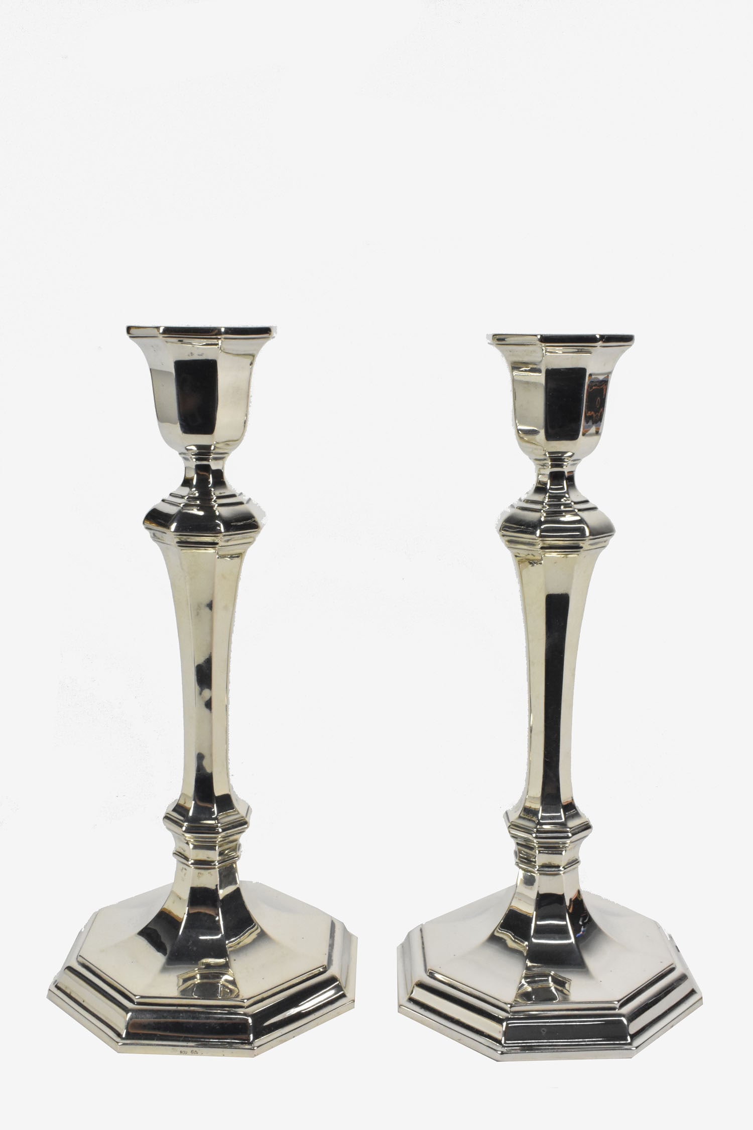 Pair of 800 Silver Candlesticks, marked, 9 5/8" h. 376 grams. (1 of 4)