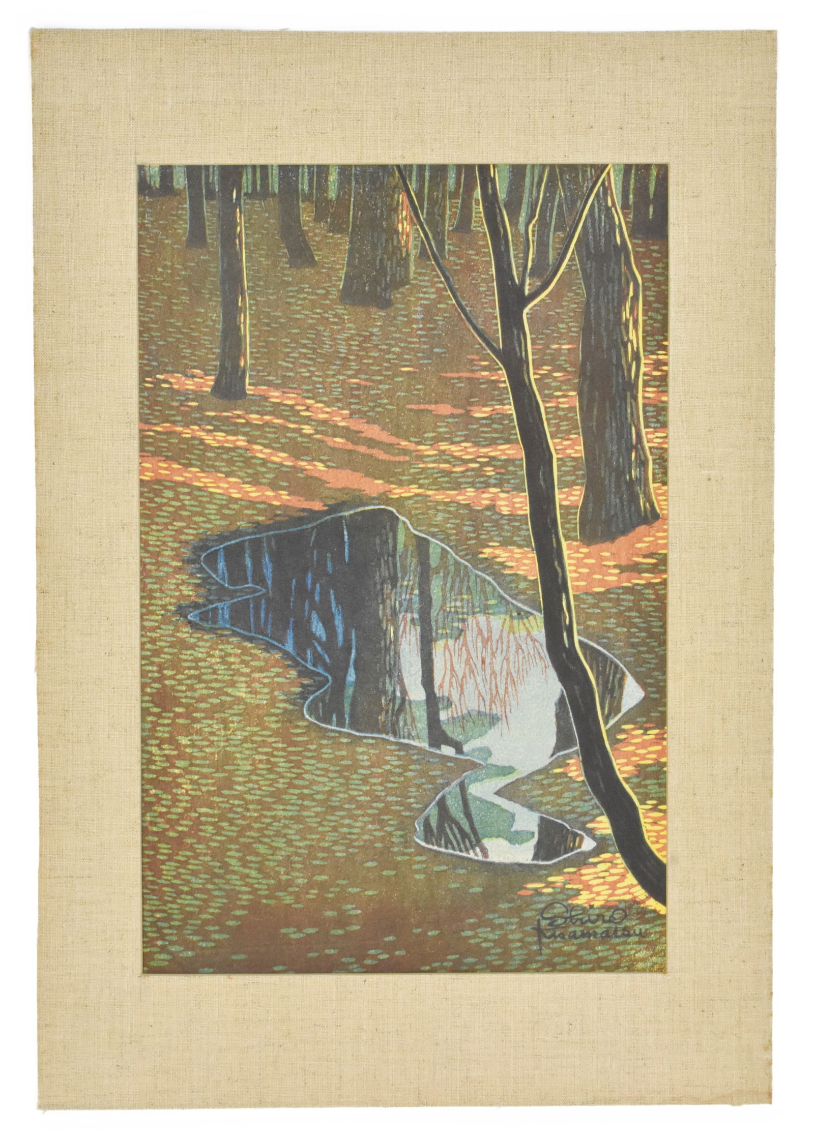 Shiro Kasamatsu (Japanese, 1891-1998), Into the Woods, Signed in the block, dated 1955 with red seal (1 of 6)