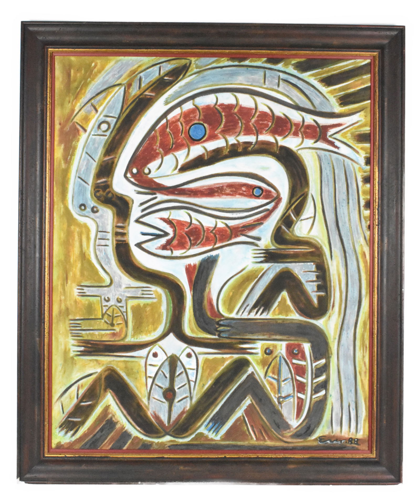 Ever Fonseca (Cuban, b.1938) Untitled, Signed and dated '88 lower right, 39 1/4" x 31 1/2", Framed. (1 of 4)
